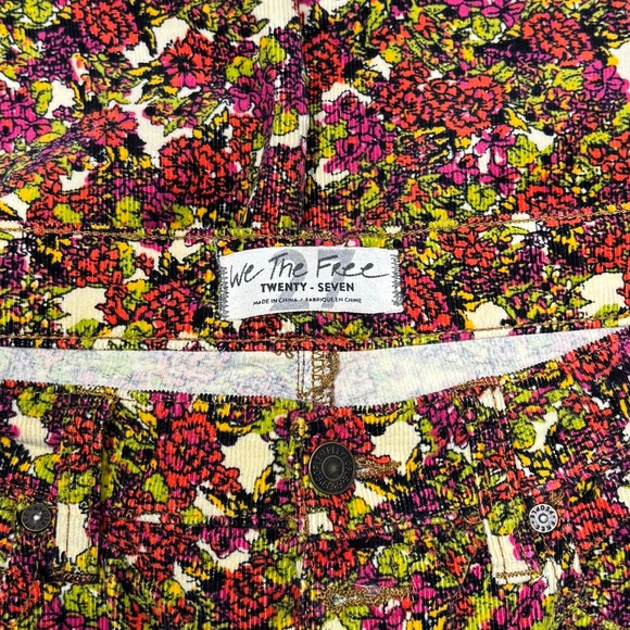 {Free People} "Sun Chaser Cord Printed Skinny Jeans" Stretch Corduroy Pants - Picture 6 of 7